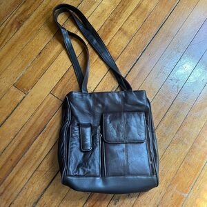 Genuine Leather Bag Y2K Women's Brown Vintage